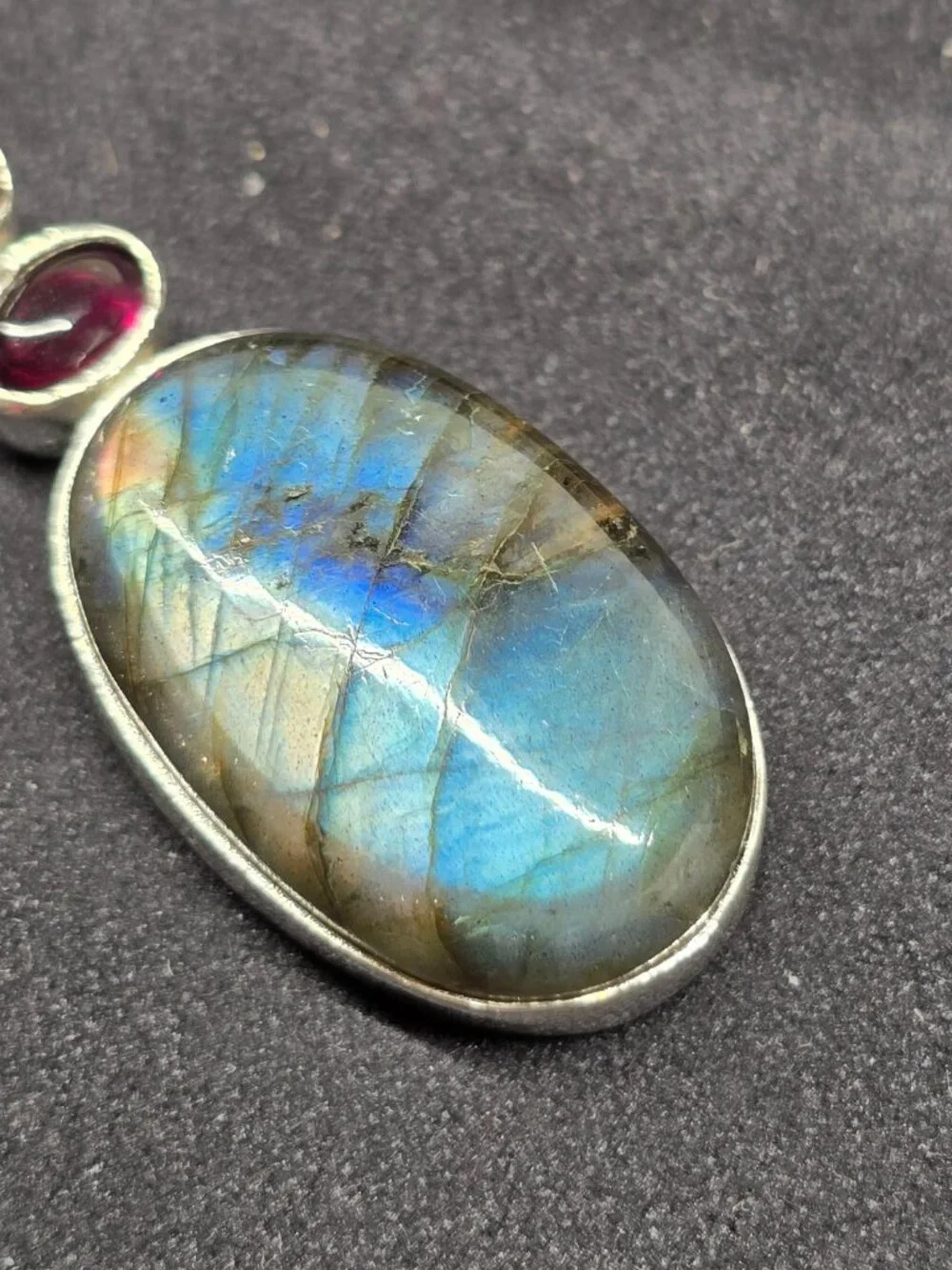 Ruby & Labradorite Pendant, Natural Gemstone Crystal Jewelry